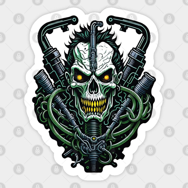 Cyborg Heads S03 D88 Sticker by Houerd